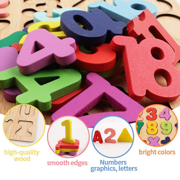 Träpussel Barn Pedagogisk Lärleksak Djurblock Gåva B6 I9M T6Q5 number onesize