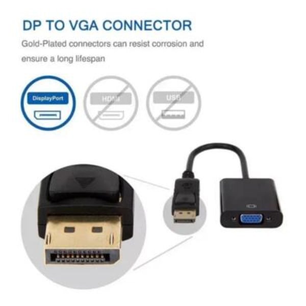 1080P FHD Display Port DP Hane till VGA Hona Konverteringskabel Adapter
