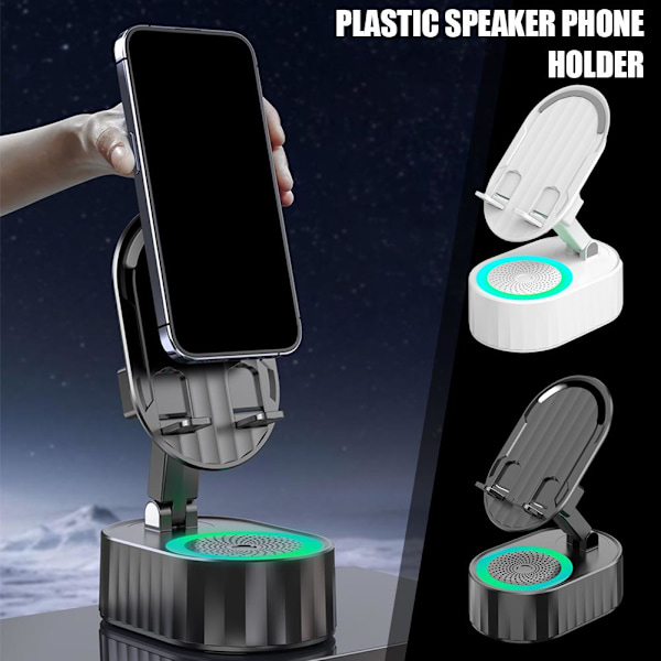 3-i-1 Telefonhållare Induktiv Bluetooth-högtalare Hållare 360° Roterande Vikbar K7R6 White 1set