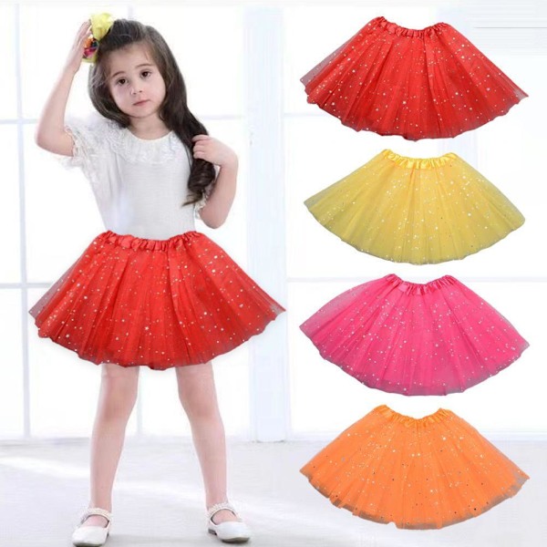 Glitter Barn Mesh Kjol Flickors Dansuppvisning Halv Kjol M5Y7 Kropp L4L5 Red 1pcs