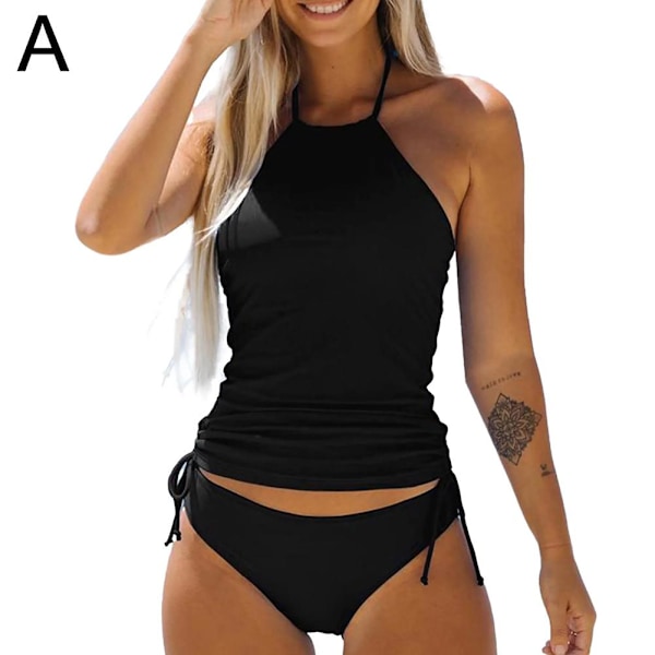 Bikiniöverdelar & Underdelar för Dam Enfärgad Rygglös Tryck ,^ E3T4 D H6H8 Black L