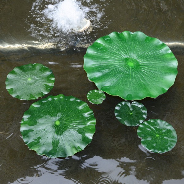 Konstgjord plast falska bladblommor Näckros flytande växter greenC 15cm 5pcs