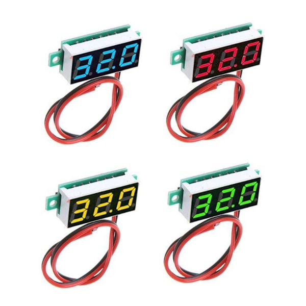 Spänningsdisplay DC-mätare 3-siffrig Mini Voltmeter Trådar LED 0-30 yellow One-size