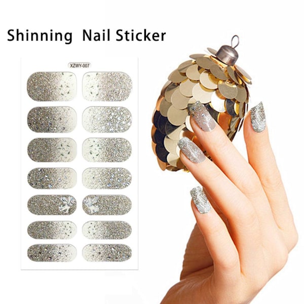 Europeisk Amerikansk Mode Tryckta 3d Nagelstickers Helt Täckta Med Nagellacksfilm Glitter K5t2 	A 1pcs