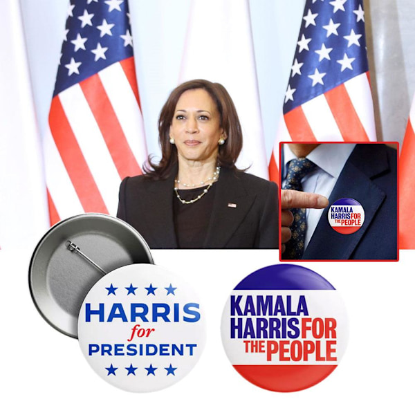 Kamala Harris För President Knappar 2024 NYA Pins 1pc style1