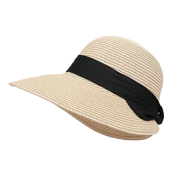 Vikbar Dam Dam Sommar Sol Strand Floppy Derby Hatt Halm Hink Brätte W1Z6 beige one-size