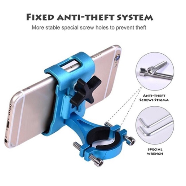 Aluminiumlegering 360 Graders Rotation Cykel Motorcykel Styre Telefonhållare Fäste blue onesize