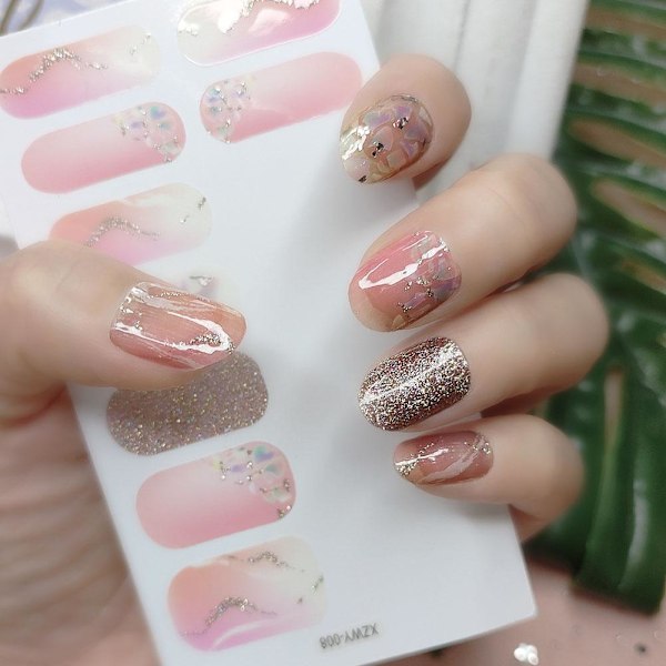 Europeisk Amerikansk Mode Tryckta 3d Nagelstickers Helt Täckta Med Nagellacksfilm Glitter K5t2 	A 1pcs