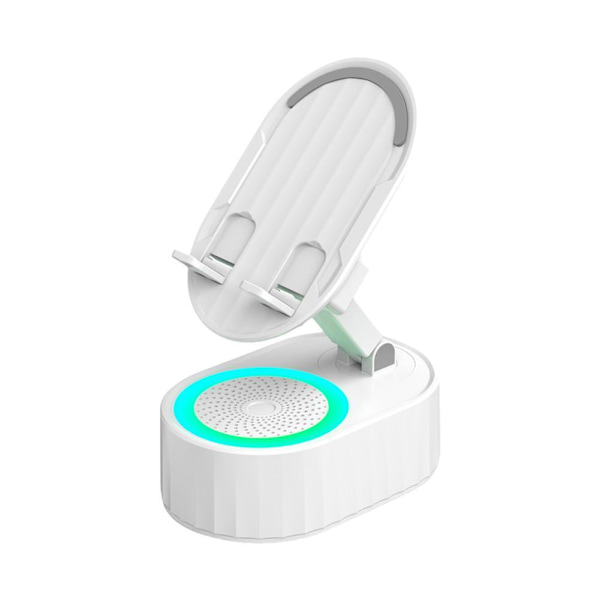 3-i-1 Telefonhållare Induktiv Bluetooth-högtalare Hållare 360° Roterande Vikbar K7R6 White 1set