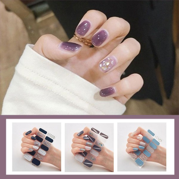 Gelremsor Semi-härdade gelnaglar klistermärken Vattentäta nagelremsor 1 14pcs