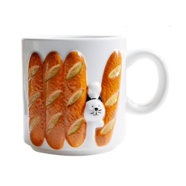 Bröd Mugg Keramisk Kaffemugg, Mjölkkopp för Frukost, Te Chunk A 1pcs