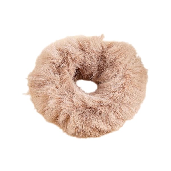 Mjukt Hår Scrunchie, Plysch Faux Fur Hårband Hår Scrunchies, coffee one-size