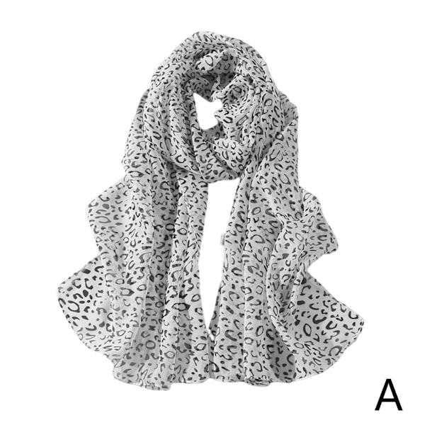 Tryckt Voile Leopard Sjal Lång Bred Chiffong Scarves Hijab Muslim Kvinnor Mode R7I1 khaki 50*160cm