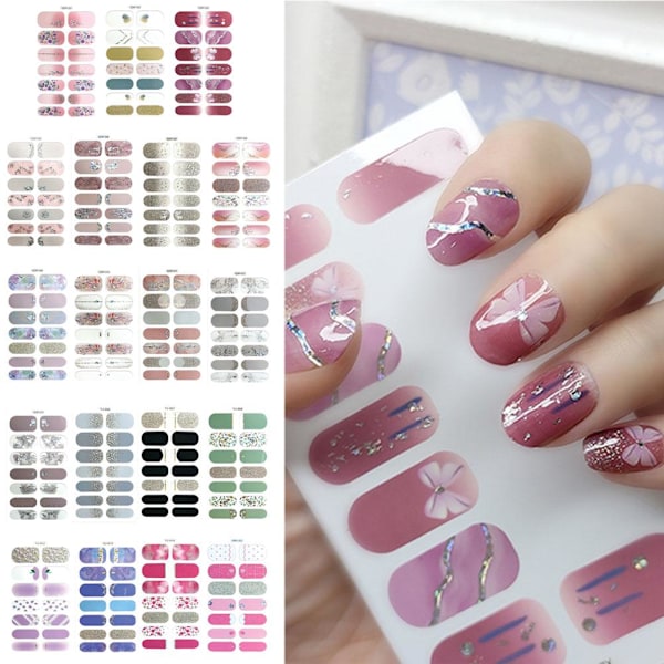 Europeisk Amerikansk Mode Tryckta 3d Nagelstickers Helt Täckta Med Nagellacksfilm Glitter K5t2 	A 1pcs