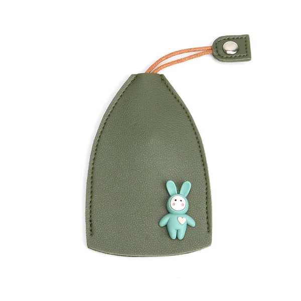 PU Läder Kreativ Utdragbar Söt Stor Kapacitet Bil Nyckelring Nyckel. Green rabbit One-size