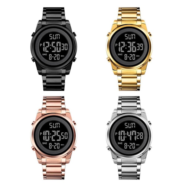 Herrklocka Enkel Business Multifunktionell Stålarmband Vattentät Mode W S1Q9 Gold One size