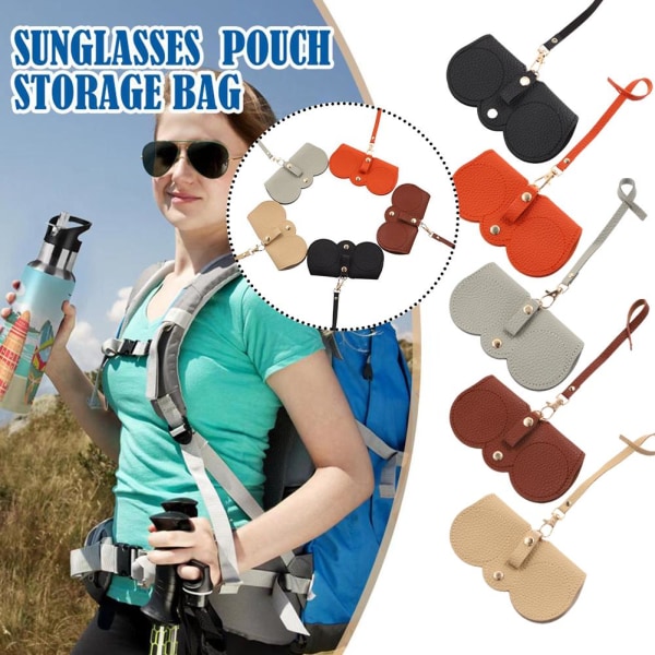 PU Solglasögonväska Med High Beauty Value Lychee Mönster Handled Gl brown one-size