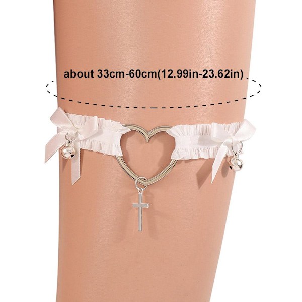 Rosett Hjärta Klocka Benring Kvinnlig Punk Spets Låraccessoar Rem Nyckelben Krage Benaccessoar W5b4 White 1pcs