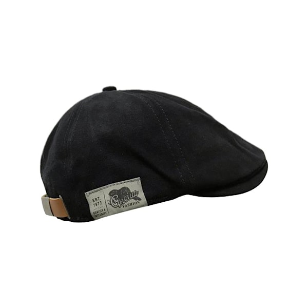 Retro Herr Bomull Ivy Flat Cap Newsboy Justerbar Basker Cabbie Gatsby Körhatt♤ black one-size