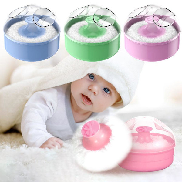 Talkpuder Puff med Box Fodral Behållare Baby Mjuk Ansikte Kropp Puff Puder Z6U2 Green 1pcs