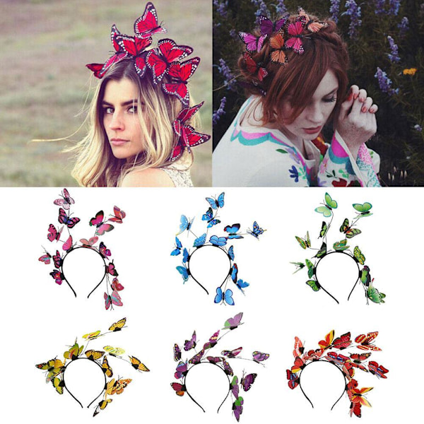 Fairy Butterfly Hår Huvudband Diadem Garland Prop Hoop Kvinnor Dam Flicka P K6J3 green One-size