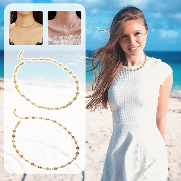 Liten Daisy Blomsterhalsband, Solroshalsband, Färgglada Blommor, V6N3 X7P4 Mixed colors 1pcs