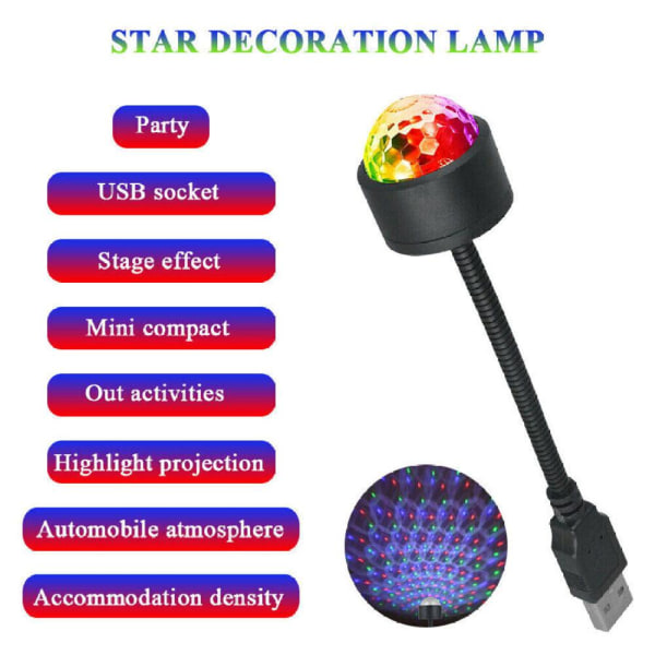 Multicolor Mini LED stjärnhimmel projektionslampa USB Car Roof Star Multi-colorA 1pcs