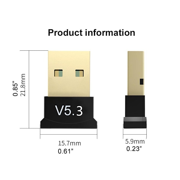 USB Bluetooth 5.3 Trådlös Ljud Musik Stereo Adapter PC mottagare Dongel R2A9