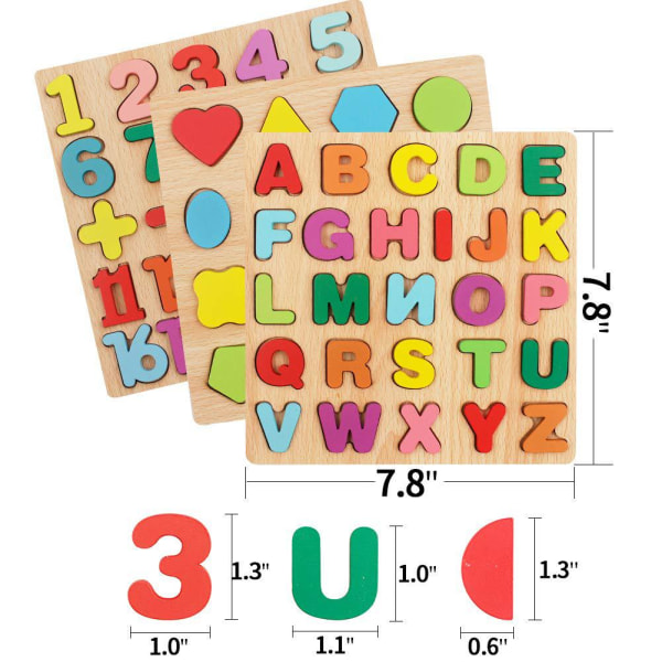 Träpussel Barn Pedagogisk Lärleksak Djurblock Gåva B6 I9M T6Q5 number onesize