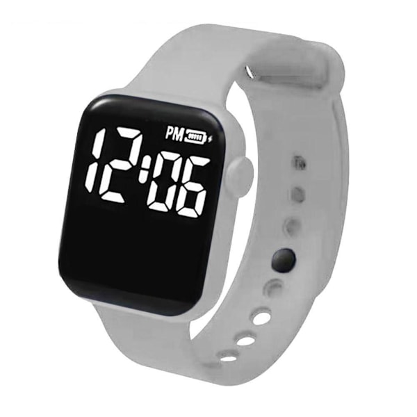 LED Elektronisk Klocka Mode Regnbåge Fyrkantig Silikonklocka Studentarmband Fitness Mode J5O4 Grey One size