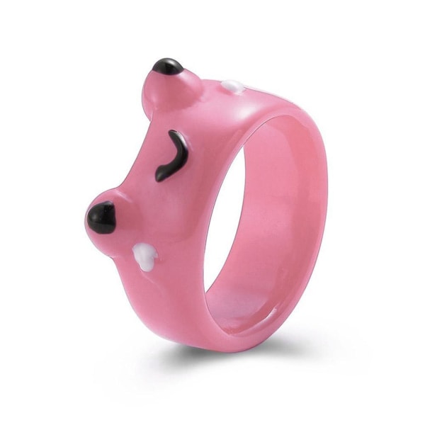 Söt groda kyckling hartsring, färgglada tjocka ringar, tecknad geometrisk Pink One size