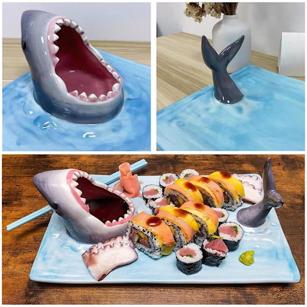 WHAT ON EARTH Hajarhaj Sushi Tallrik Keramisk Bricka Pinnstöd, SåshållareU