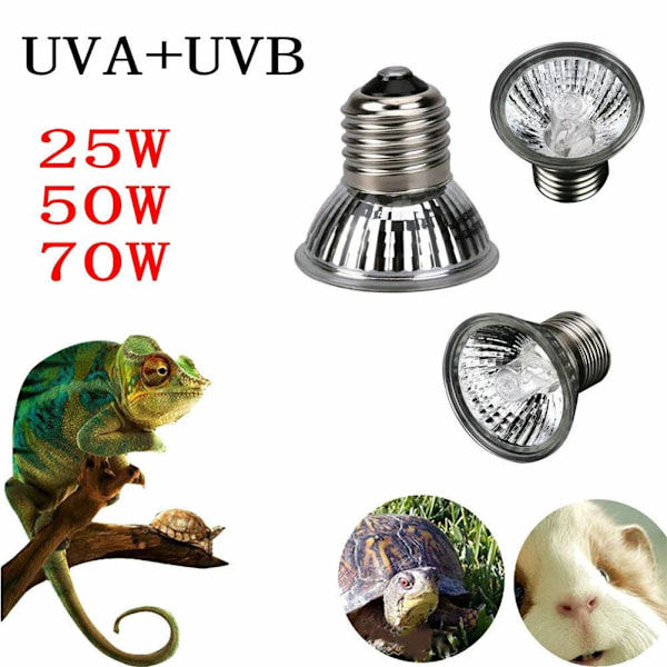 UVA+UVB 25W-75W Reptil Värmelampa Solplatslampa För Sköldpadda Ödla UK NY 50W 1pcs