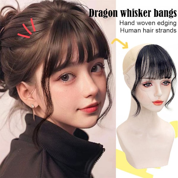 3D Drake Whisker Två Sidor Lätt Böjd Mittbena Falsk Lugg Falsk -AU. brown black one size