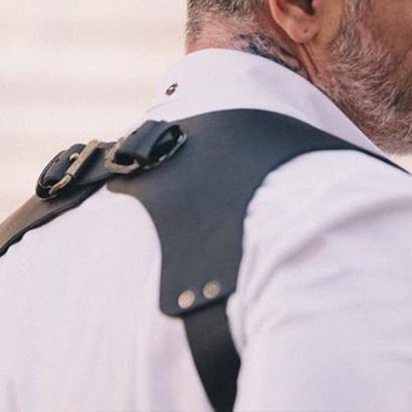 Fashion Punk Stil Justerbart Svart/Brunt Halvsele Bälte Konstläderbälte För Män brown One-size