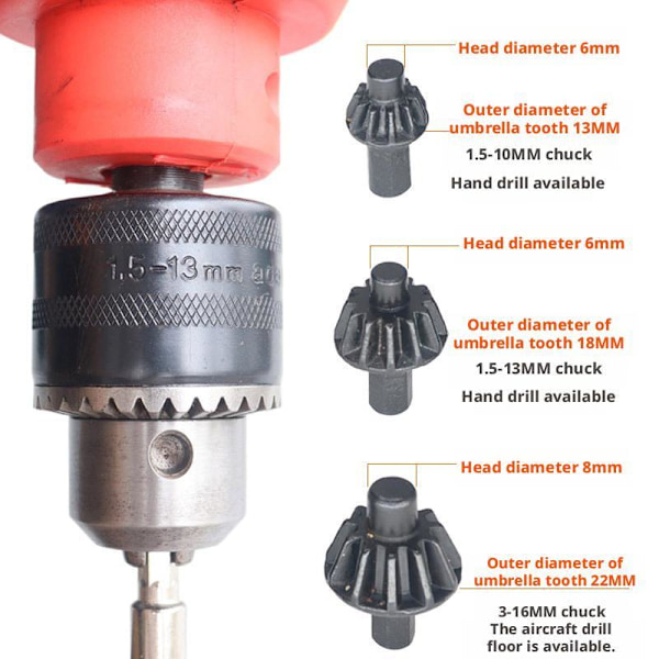 Borrfutter-nyckelsats, 2-i-1 Svart Snabb Spärrborrfutter-nyckel Wrench * 1pcs * 3 * gear 1set