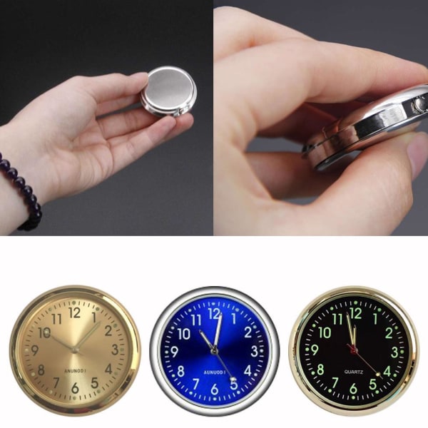 Pocket Small Mini Luminous Quartz Analog Watch Stick-On Clock Fo black null