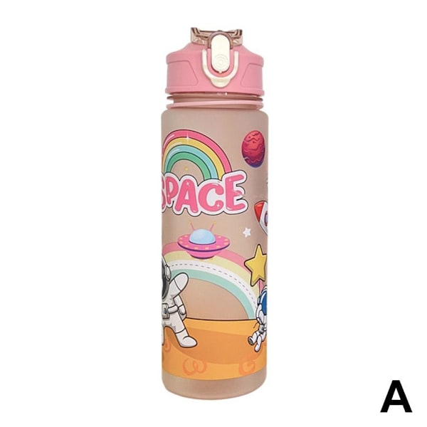 Sommartecknad Astronaut Frostad Vattenflaska Studsande Lock Sugrör pink 800ml