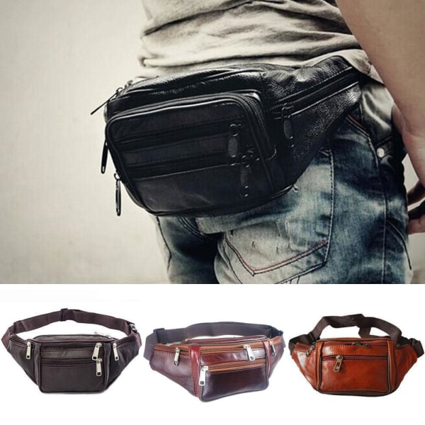 Herr Äkta Läder Clutch Väskor Business Kohud Plånböcker Dragkedja Handväska Skinn Mobilväska Man J8d0 Vertical brown One-size