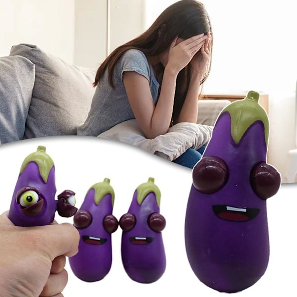 Klämleksak Lila Aubergine Mjuk Stresslindring Avslappning Grönsak A0E5