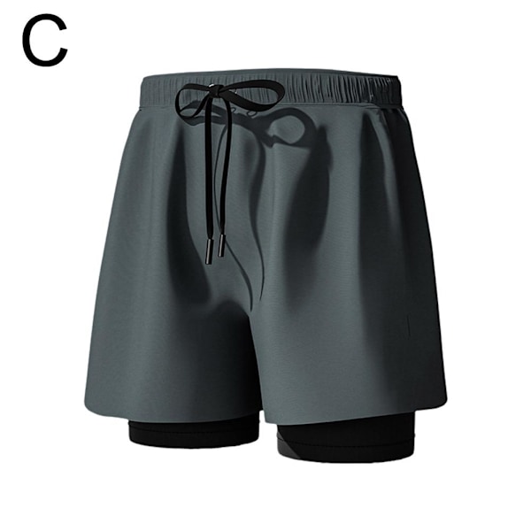 Badbyxor med Kompressionsfoder Stretch Herr Badkläder 2 i 1 Snabbtorkande A7 grey 3XL(recommended145-165 pounds)