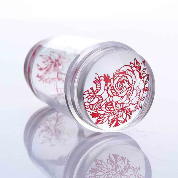 Kvinnor Dubbelhuvud Klar Silikon Jelly Nagelkonst Stämplare & Verktyg Skrapa Q1K9 Transparent colorB L