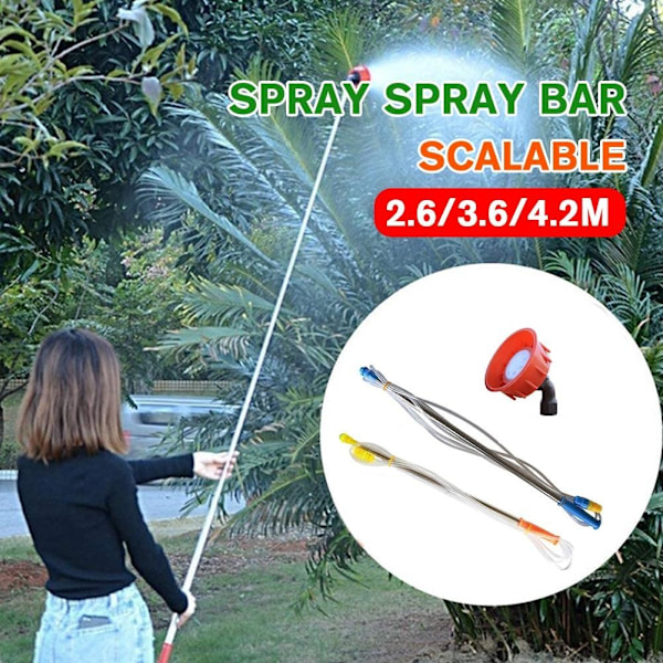 3,6m/4,2m/2,6m Utdragbar Sprutstång Rostfritt Stål Tryck Trädgård Vattenspray Spruta J0H3 whiteC 2.6m