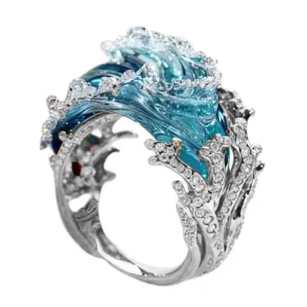 Havstema Smyckesset, Boho Hav Halsband Örhängen/Ringar Set, Sommar Marint Tema Smyckesgåvor, Strass Havsring, Inspirerande Havssmycke Ring One size