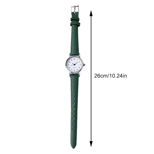 Dam Elegant Enkel Rund Urtavla Slät PU Läderrem Basic Kvarts Lätta Vikt Klockor Beige One size