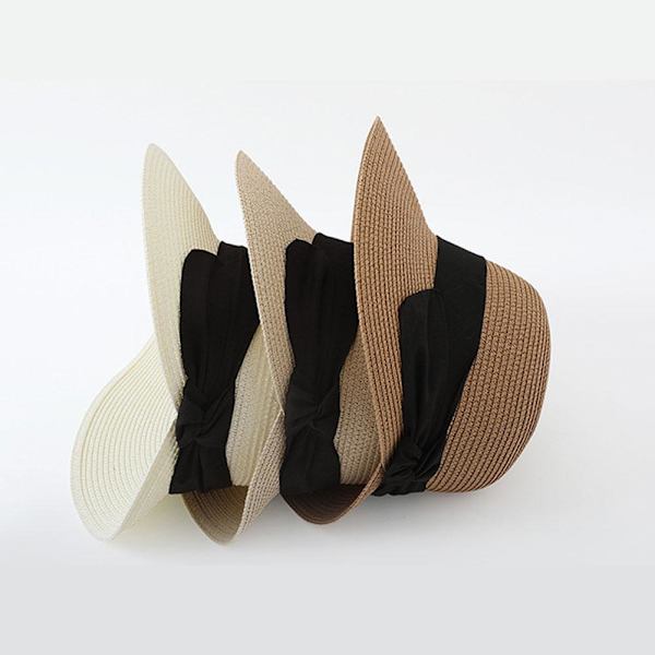 Vikbar Dam Dam Sommar Sol Strand Floppy Derby Hatt Halm Hink Brätte W1Z6 white one-size