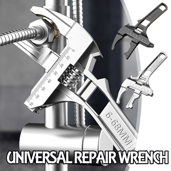 Universell Reparationssats Stor Öppning Rörtång Mutter Nyckel Justerbar Skiftnyckel för Badrum Handverktyg Hemreparation Silvery One size