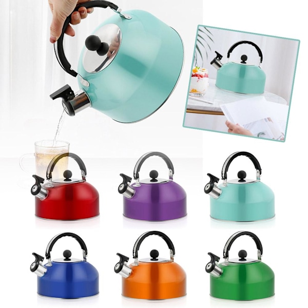 ♤ Visslande Vattenkokare Rostfritt Stål Camping Vattenkokare för Gasspis & Induktionshäll orange 1PCS
