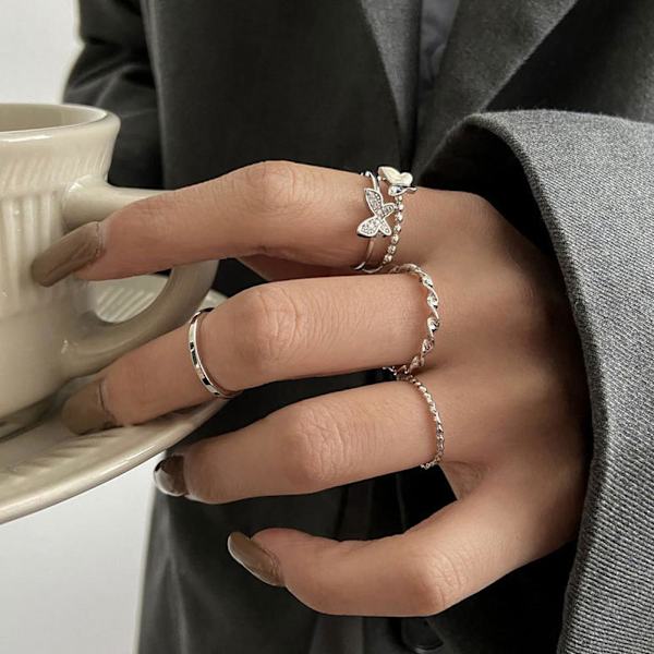 Fjärilsring för kvinnor, nischdesign, mode, personlig, elegant pekfingerring O0a0