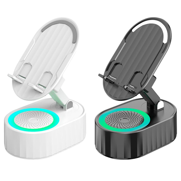 3-i-1 Telefonhållare Induktiv Bluetooth-högtalare Hållare 360° Roterande Vikbar K7R6 White 1set